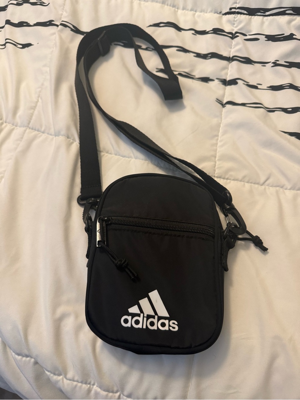 adidas Black Compact Crossbody Pouch with White Logo